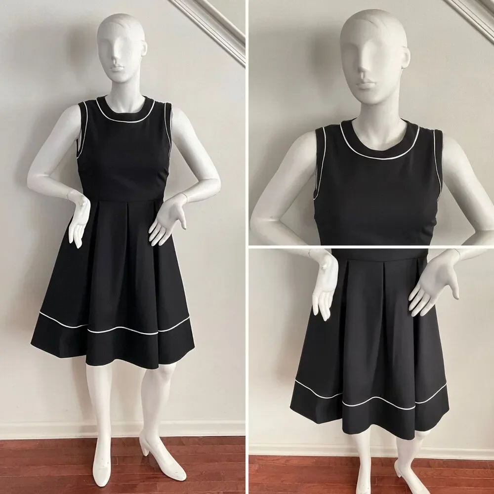 Kate Spade Hope Fit & Flare Dress Designer Preppy Pockets Black 12